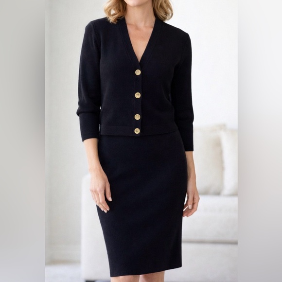 St. John Dresses & Skirts - St John Basics black knit cardigan & skirt set size Medium